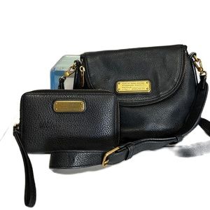 ★ NEW Marc Jacobs Iconic Natasha Style Black Crossbody Bag with Matching Wallet